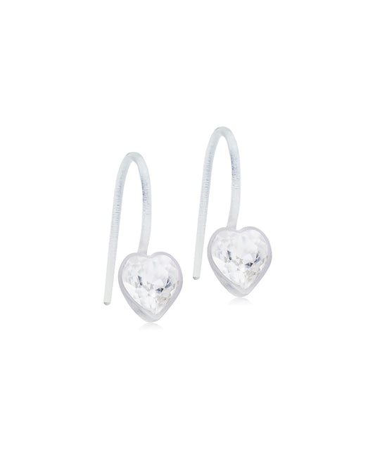 Heart Pendant 6mm Medical Plastic Earrings