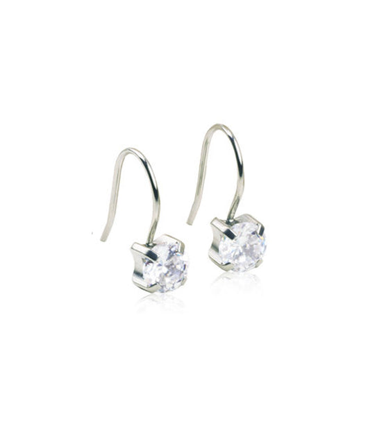 Silver Tiffany CZ 7mm Drop Earrings