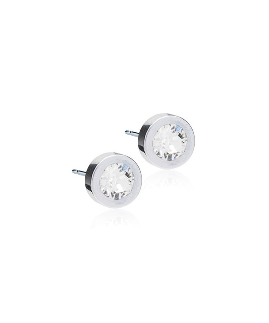 Silver Titanium Grand Bezel 8mm Earrings