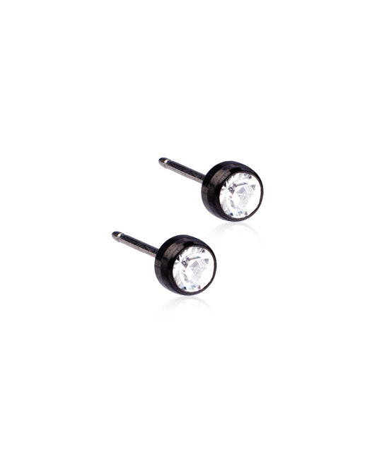Black Titanium Bezel Earrings (4-6mm)