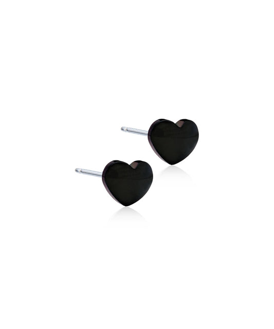 Black Titanium Heart 5mm Earrings