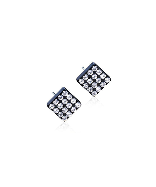 Black Titanium Brilliance Square 8mm Earrings