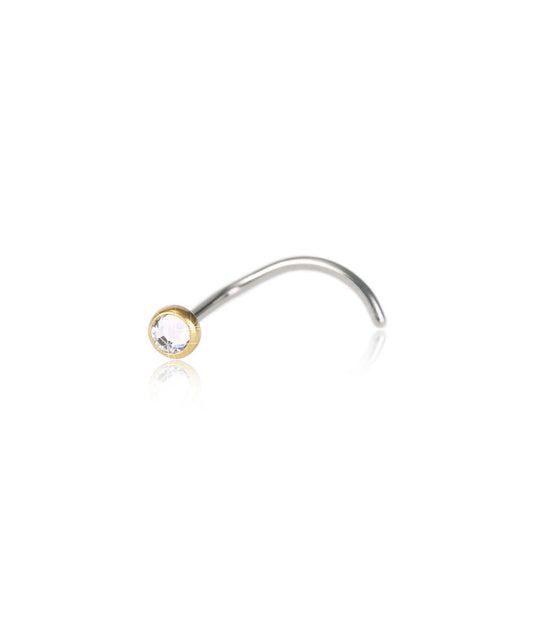 Gold Crystal Bezel Nose Stud