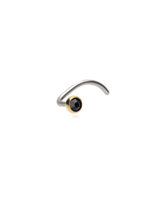 Gold Titanium Black Crystal Bezel Nose Stud