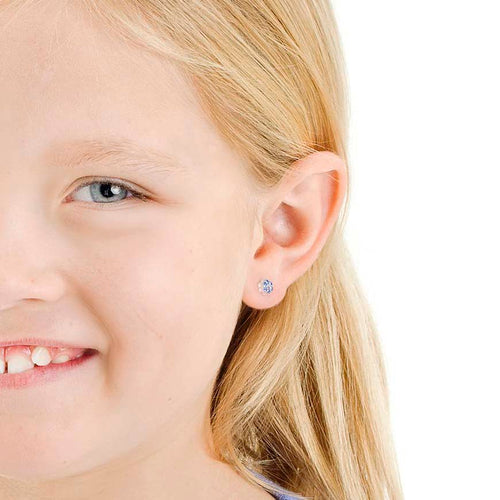 Blomdahl B 15 0114 437330981150221_ medical plastic Sapphire Daisy earrings swarovski nickel free hypoallergenic children