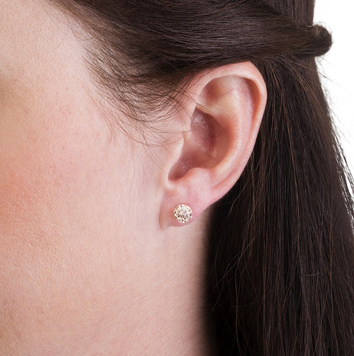Blomdahl Golden Rose Preciosa crystal ball 6mm titanium hypoallergenic adults earrings