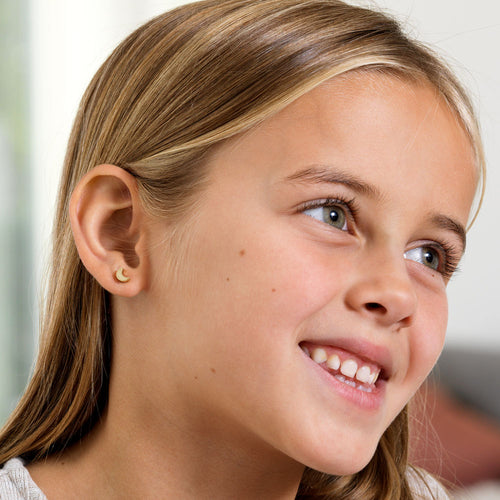 Children titanium earrings shaped in crescent moon 8mm diameter earrings moon