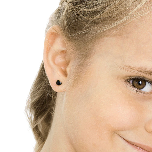 Blomdahl Black Titanium Heart 5mm childrens hypoallergenic earrings medical sensitive skin friendly nickel free