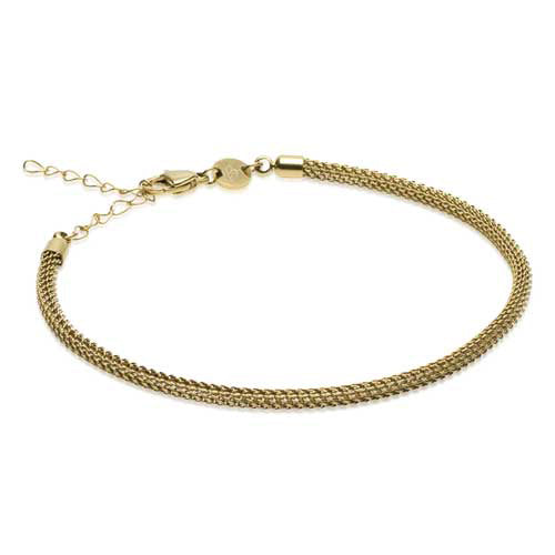 Gold Round Mesh 3mm Bracelet (Extra Length)