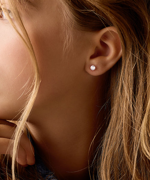 Bezel 6mm Medical Plastic Earrings