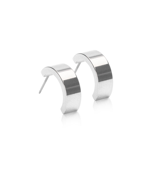 Silver Titanium Grand Curved 15mm Earrings