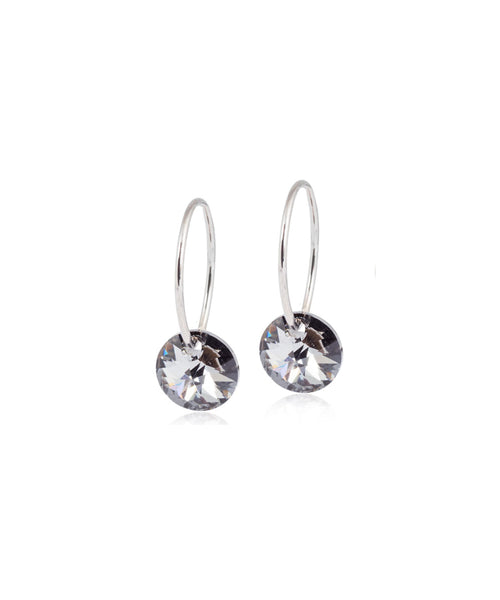 Silver Sleeper Round Crystal 8mm Earrings