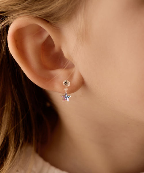 Dangle Star 6mm Medical Plastic Earrings