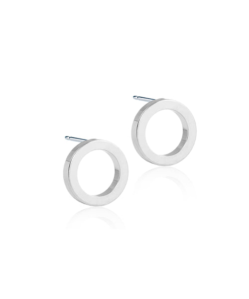 Silver Puck Hollow 10mm Earrings