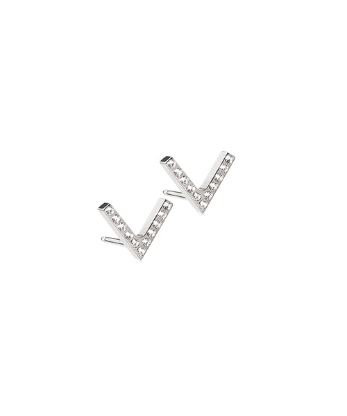 Silver Brilliance 'V' 8mm Earrings
