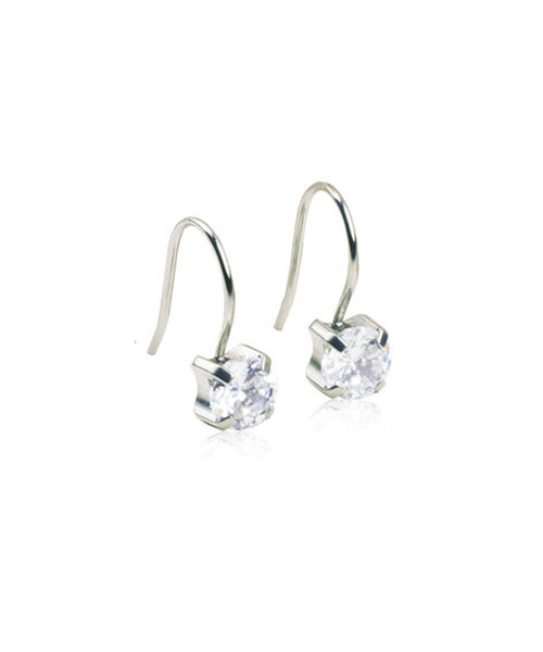 Silver Tiffany CZ 7mm Drop Earrings