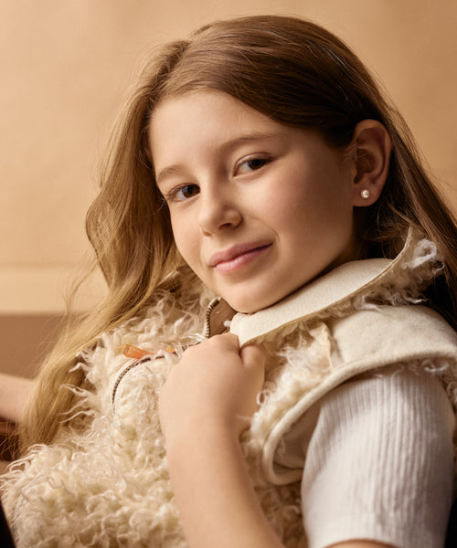 Hypoallergenic 6mm White Pearl Titanium Earring for kids