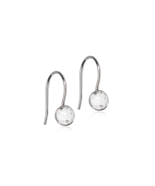 Bezel Crystal Titanium Pendant Earrings (5mm or 8mm)