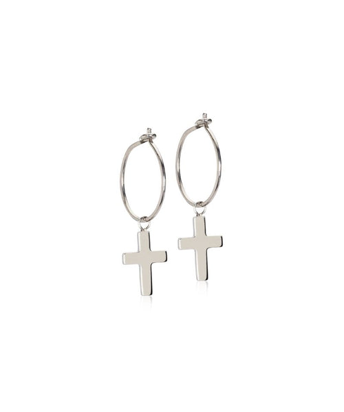 Silver Cross Pendant 11mm Medical Titanium Sleeper Earrings