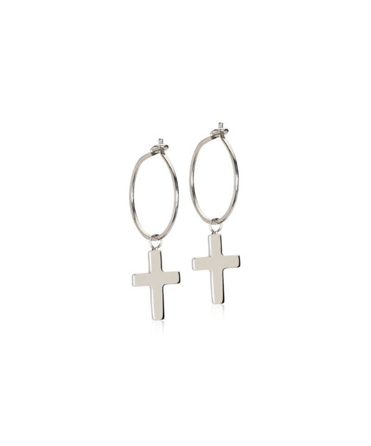 Silver Cross Pendant 11mm Medical Titanium Sleeper Earrings