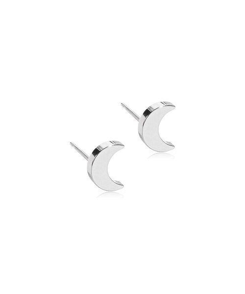 Silver Crescent Moon 8mm Earrings