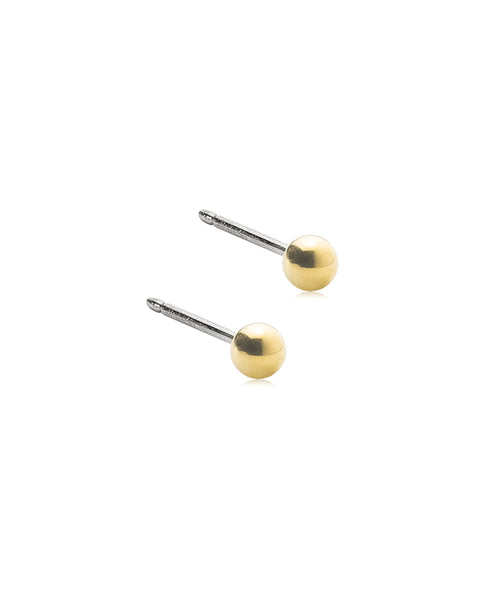 Gold Plain Ball Earrings (3-5mm)