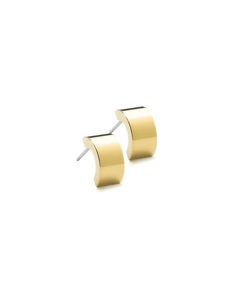Gold Grand Curved 10mm Medical Titanium Earrings