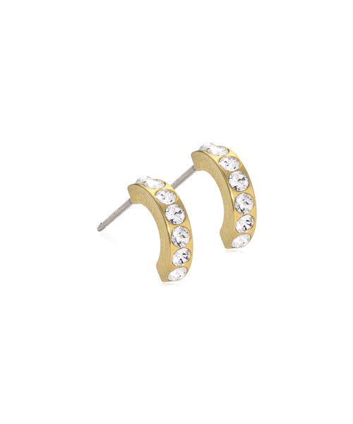 Gold Brilliance Crystal Curved Earrings (10mm-15mm)