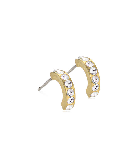 Gold Brilliance Crystal Curved Earrings (10mm-15mm)