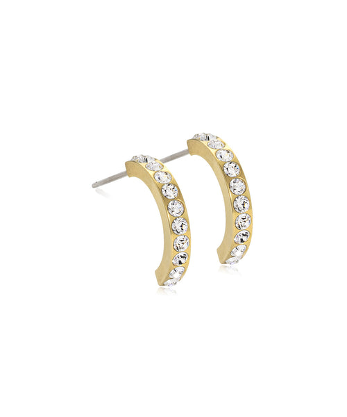 Gold Brilliance Crystal Curved Earrings (10mm-15mm)