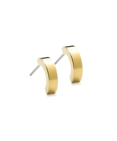 Gold Plain Curved Earrings (10mm-15mm)