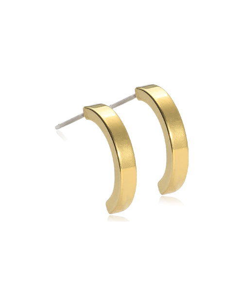 Gold Plain Curved Earrings (10mm-15mm)