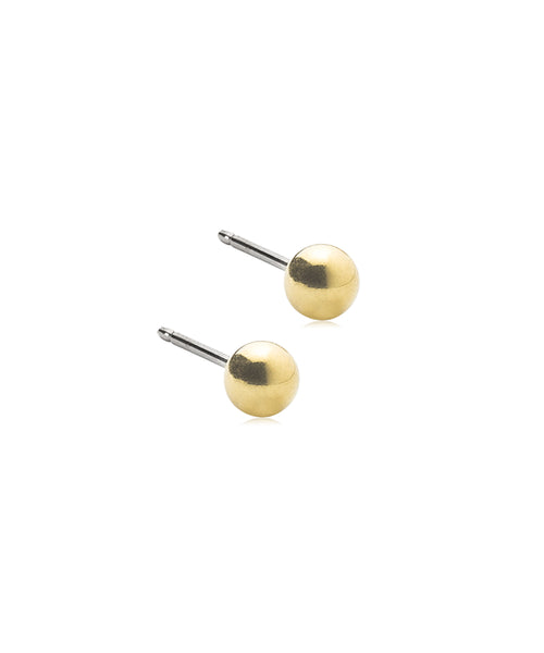 Gold Plain Ball Earrings (3-5mm)