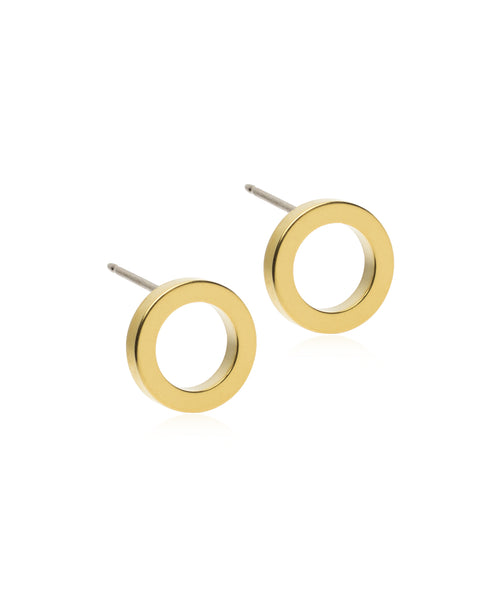 Gold Puck Hollow 10mm Earrings