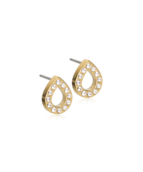 Gold Brilliance Drop Hollow 10mm Earrings