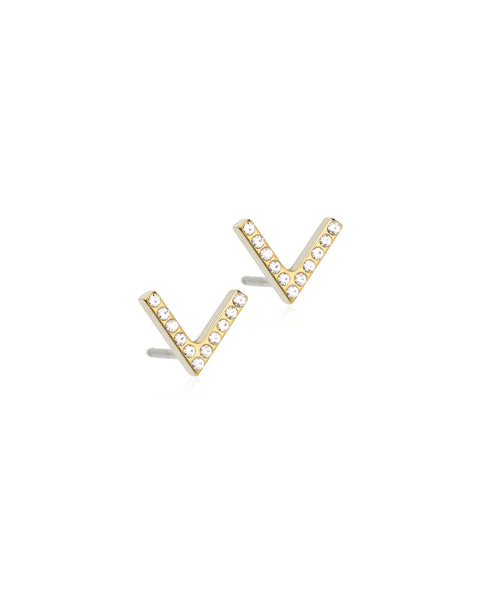 Gold Brilliance 'V' 8mm Earrings