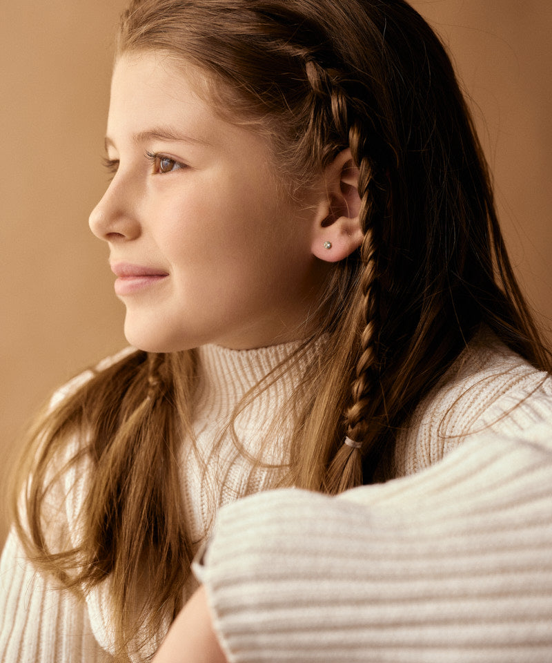 Hypoallergenic Gold Titanium Bezel 4mm Earrings for Kids
