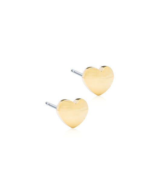 Gold Titanium Heart Earrings 8mm
