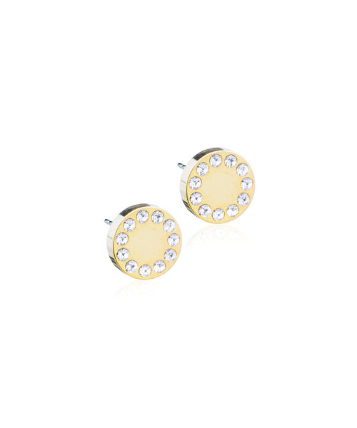 Gold Brilliance Crystal Puck 8mm Earrings