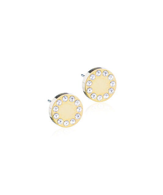 Gold Brilliance Crystal Puck 8mm Earrings