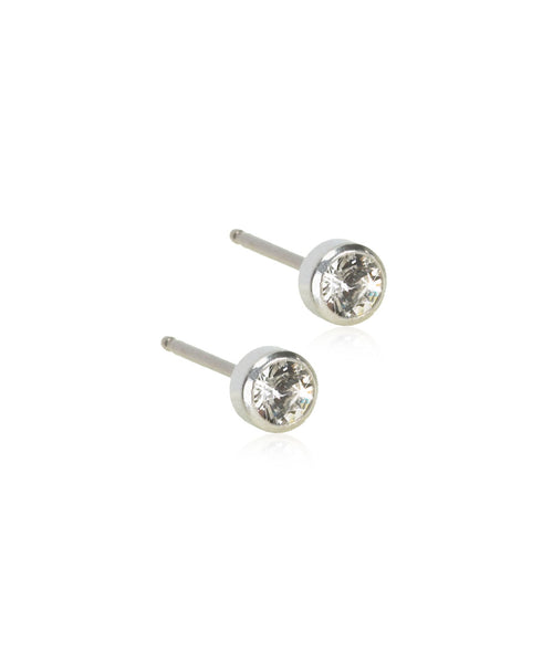 Silver Bezel Earrings (3-6mm)