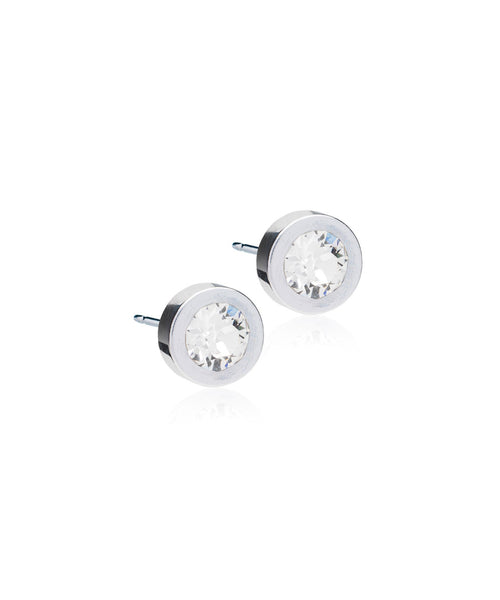 Silver Grand Bezel 8mm Earrings