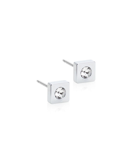 Silver Titanium Petite Square 7mm Earrings