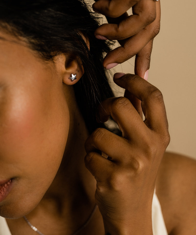 Hypoallergenic Silver Titanium 8mm Star Earrings for Women