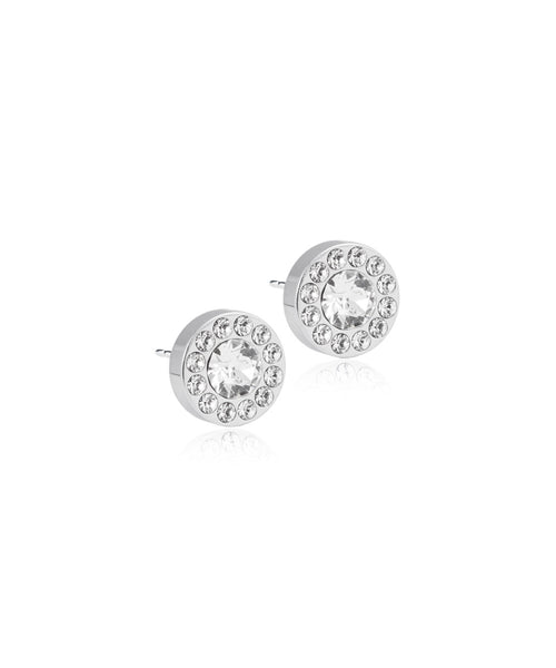 Silver Brilliance Halo 8mm Earrings