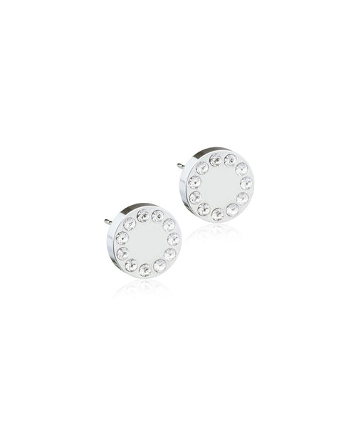Silver Brilliance Crystal Puck 8mm Earrings