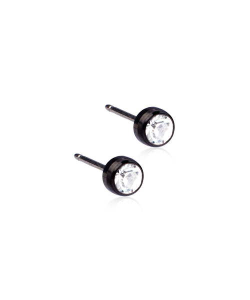 Black Bezel Earrings (4-6mm)