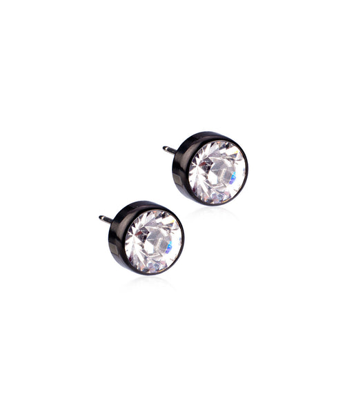 Black Bezel Earrings (4-6mm)