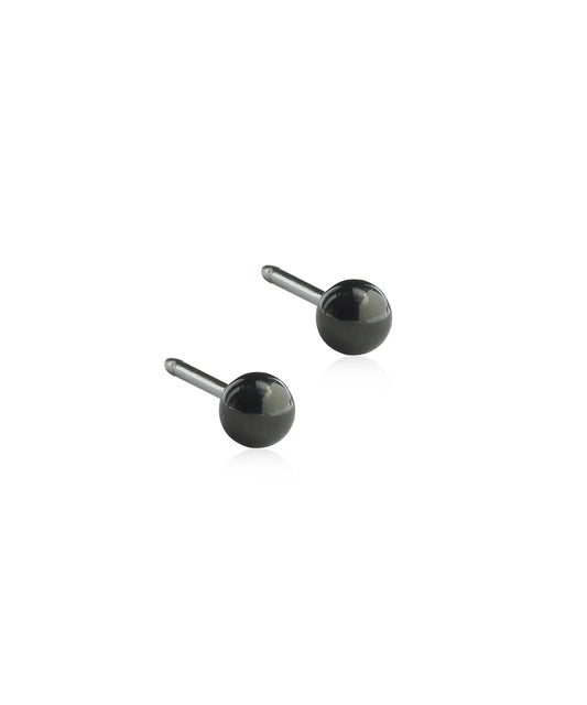 Black Titanium Ball Earrings (3-5mm)