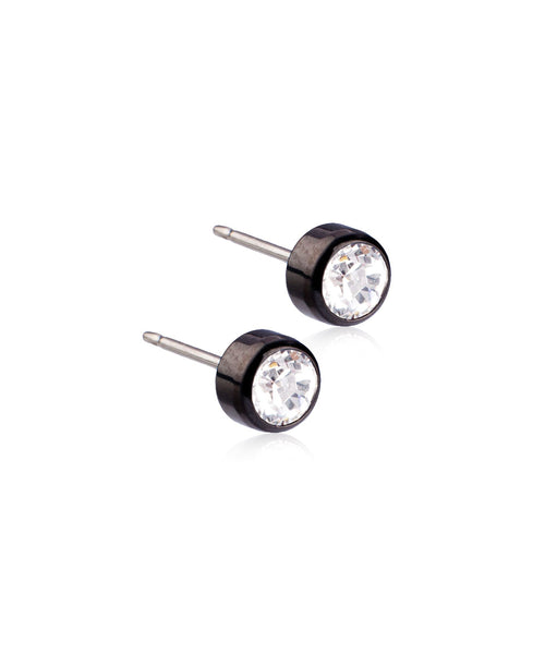 Black Bezel Earrings (4-6mm)